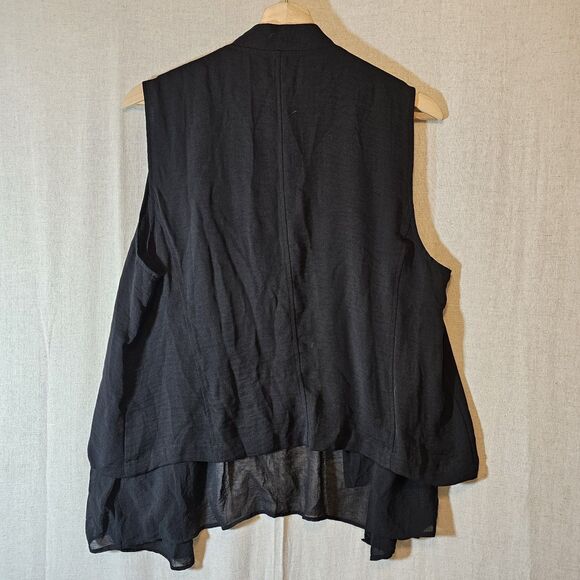 Chico's Black Layered Vest Open Front Exposed Zipper 2 = LARGE - Picture 8 of 9